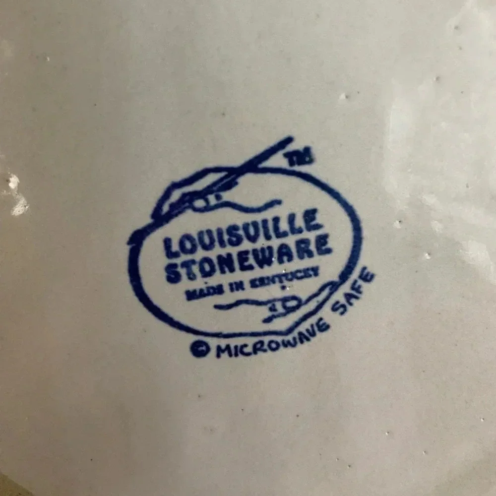 🩵 RARE Louisville Stoneware Round Dish Soup Bowl With Handle 